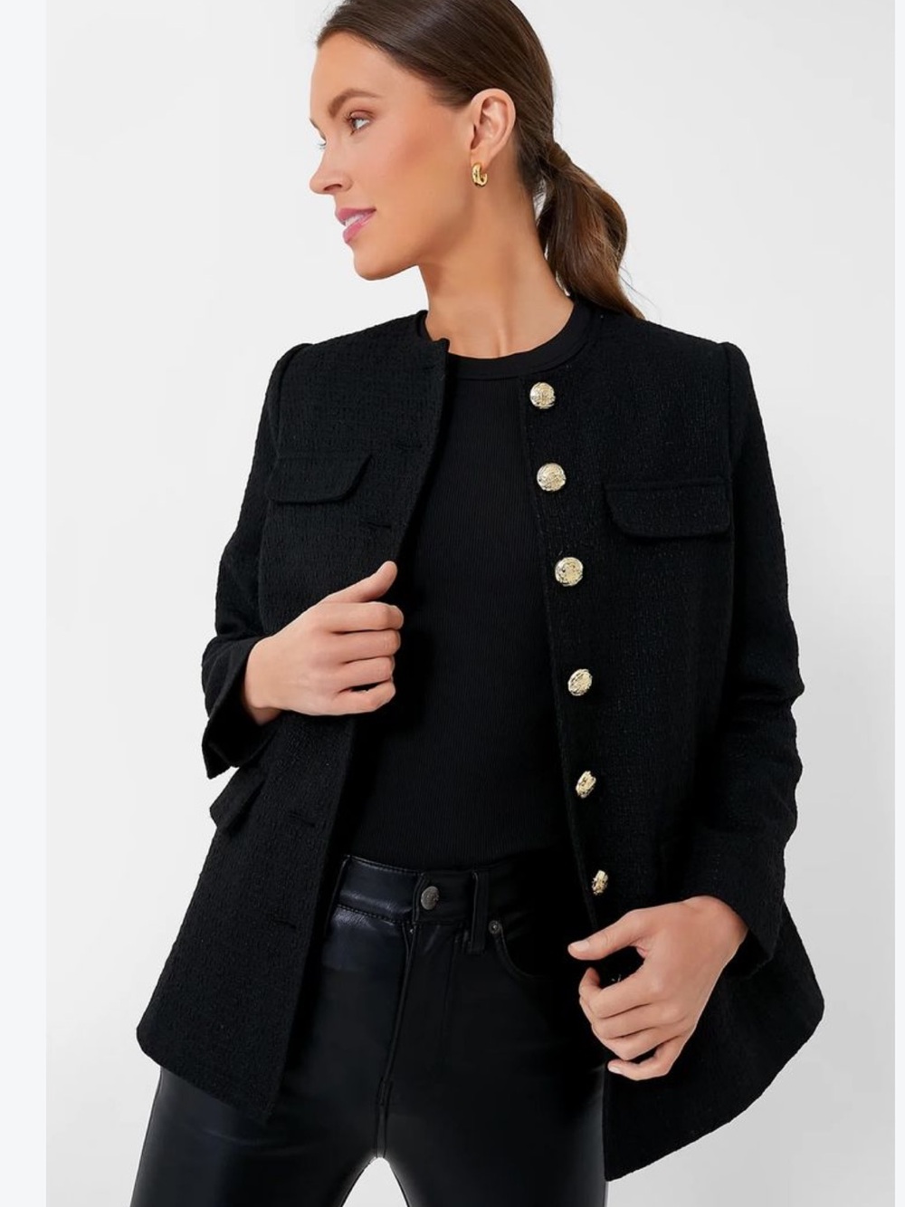 Tuckernuck Pomander Place Jennings Lady Jacket Tweed Sz XS black NEW